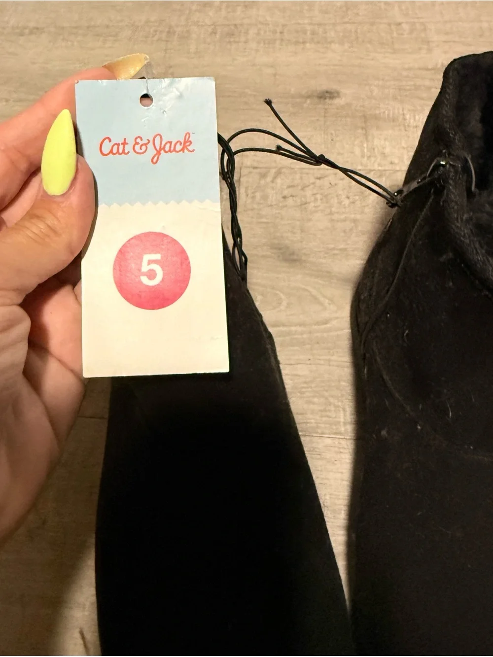 Cat & Jack Black Girls' Ankle Boots with Fleece Lining